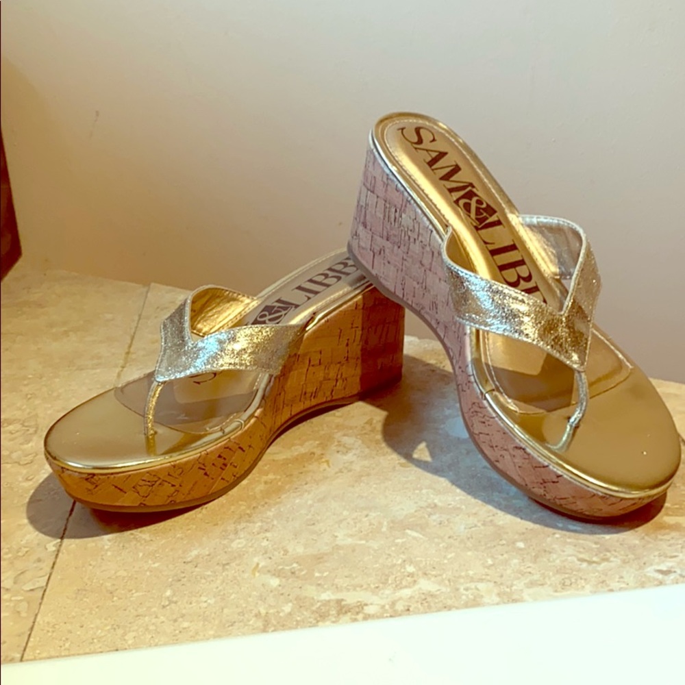 Gold/Cork Platform Sandals (Never Worn)! - Picture 1 of 2